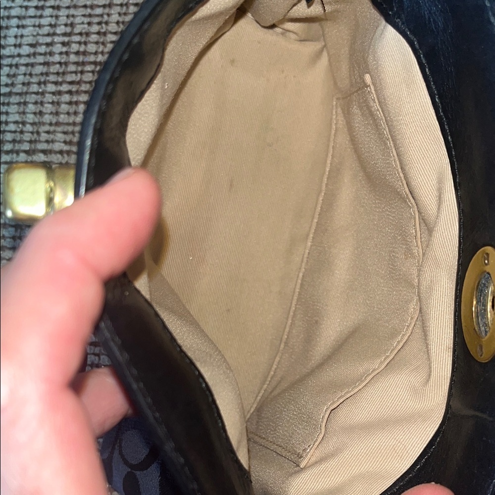Vintage Black Coach Mini Turnlock Bag Canvas and leather with gold detail - Picture 10 of 16